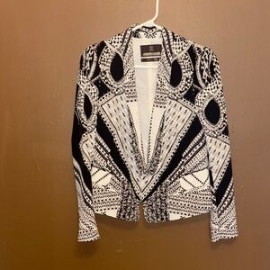 Roberto Cavalli Monochrome Patterned Blazer 100% silk